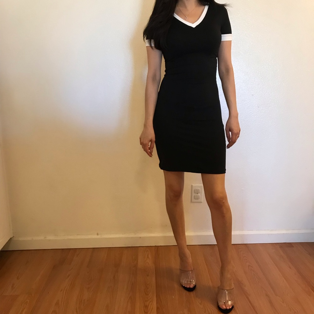 Black and White Tee Shirt Mini Dress - Picture 3 of 8